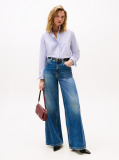 Blue Ruffle Collar Poplin Relaxed Fit Shirt  Women