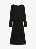 Black Ribbed Midi Fit And Flare Dress  Women