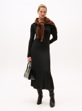 Black Ribbed Midi Fit And Flare Dress  Women