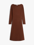 Brown Ribbed Midi Fit And Flare Dress  Women