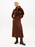 Brown Ribbed Midi Fit And Flare Dress  Women