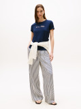 Blue Logo Embroidery Crew Neck T-Shirt  Women
