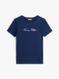 Blue Logo Embroidery Crew Neck T-Shirt  Women