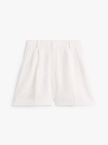 White Linen Blend Pleated Shorts  Women
