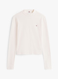 Beige Mock Neck Slim Long Sleeve Top  Women