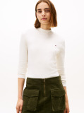 Beige Mock Neck Slim Long Sleeve Top  Women