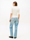 Beige Ribbed Slim Half Sleeve T-Shirt  Women