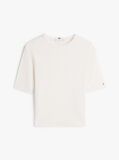 Beige Ribbed Slim Half Sleeve T-Shirt  Women