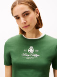 Green Varsity Crest Slim Short Sleeve Tee  Women