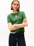 Green Varsity Crest Slim Short Sleeve Tee  Women