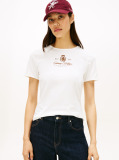 Beige Varsity Crest Slim Short Sleeve Tee  Women