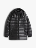 Black Shiny Water Repellent Down Puffer Coat  Women