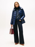 Blue Shiny Water Repellent Down Puffer Coat  Women