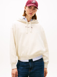 Beige Textured Logo Relaxed Hoody  Women
