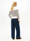 Multi Stripe Gold-Tone Button Mock Neck Jumper  Women