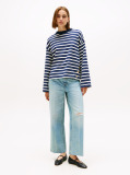 Multi Gold-Tone Button Stripe Sweatshirt  Women