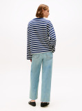 Multi Gold-Tone Button Stripe Sweatshirt  Women