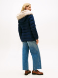 Blue Faux Fur Hood Down Puffer Jacket  Women