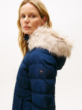 Blue Faux Fur Hood Down Puffer Jacket  Women