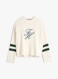 Beige Logo Embroidery Relaxed Cable Knit Jumper  Women