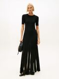 Black Festive Mesh Pleat Slim Maxi Dress  Women