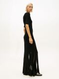 Black Festive Mesh Pleat Slim Maxi Dress  Women
