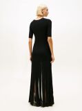 Black Festive Mesh Pleat Slim Maxi Dress  Women