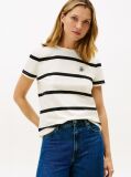 Multi Logo Embroidery Jersey Crew Neck T-Shirt  Women