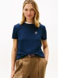 Blue Logo Embroidery Jersey Crew Neck T-Shirt  Women