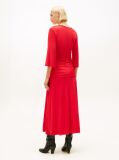 Red Festive Crepe Slim Gathered Midi Dress  Women