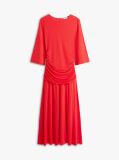 Red Festive Crepe Slim Gathered Midi Dress  Women