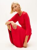 Red Festive Crepe Slim Gathered Midi Dress  Women