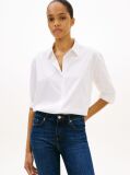 White Oversized Fit Logo Embroidery Shirt  Women