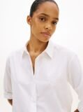 White Oversized Fit Logo Embroidery Shirt  Women