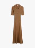 Brown Rib-Knit Polo Maxi Dress  Women