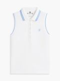 White 1985 Slim Fit Pique Sleeveless Polo Shirt  Women