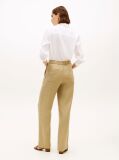 Beige Tailored Straight Leg Linen Blend Trousers  Women