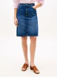 Blue Mid Rise Straight Denim Pencil Skirt  Women