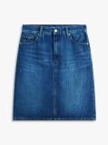 Blue Mid Rise Straight Denim Pencil Skirt  Women