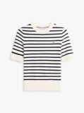 Multi Fine Knit Jersey Short Sleeve Jumper  Women