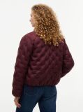 Red Gold-Tone Button Flag Down Quilted Jacket  Women