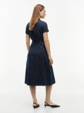 Multi Gold-Tone Button Pinstripe Dress With Linen  Women