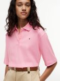 Pink Relaxed Fit Interlock Knit Polo Shirt  Women