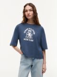 Blue Crest Embroidery Relaxed Washed Jersey T-Shirt  Women