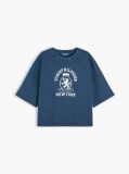 Blue Crest Embroidery Relaxed Washed Jersey T-Shirt  Women
