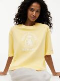 Yellow Crest Embroidery Relaxed Washed Jersey T-Shirt  Women