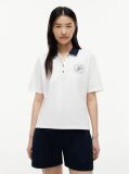 White Regular Fit Gold-Tone Button Polo Shirt  Women