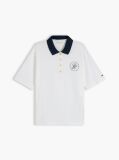 White Regular Fit Gold-Tone Button Polo Shirt  Women
