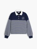 Multi Gold-Tone Button Relaxed Polo Sweatshirt  Women