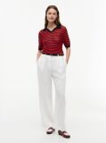 Multi Pointelle Relaxed Short Sleeve Polo Jumper  Women